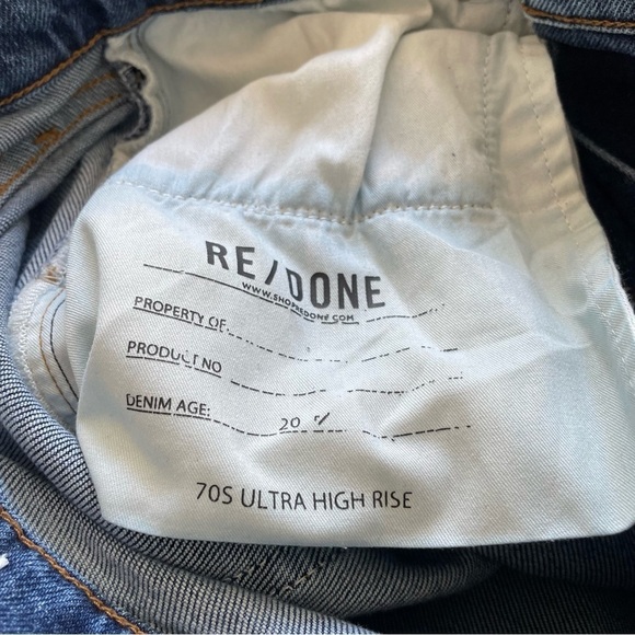 RE/DONE 70s Ultra High Rise Stove Pipe Denim Broken in Dark Straight Leg Jean 26 - Picture 12 of 12